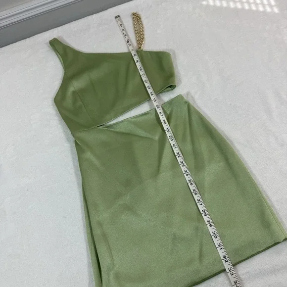 NWT Alice + Olivia Revolve Women's Green One-Shoulder Cutout Karoline Dress 2 - Picture 13 of 15